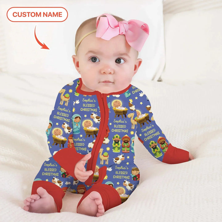 Custom Name Blessed Christmas Night Convertible Zippy , Custom Name Blessed Christmas Night Convertible Zippy - 0-3M