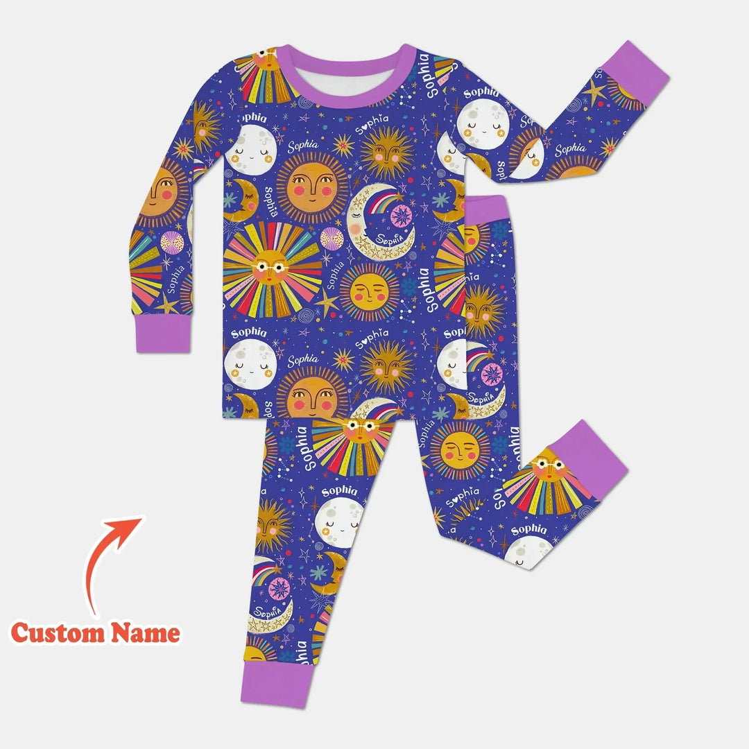 Custom Name Celestial Dream Two Piece Long Sleeve Pajama Set , Custom Name Celestial Dream Two Piece Long Sleeve Pajama Set - 12-18M