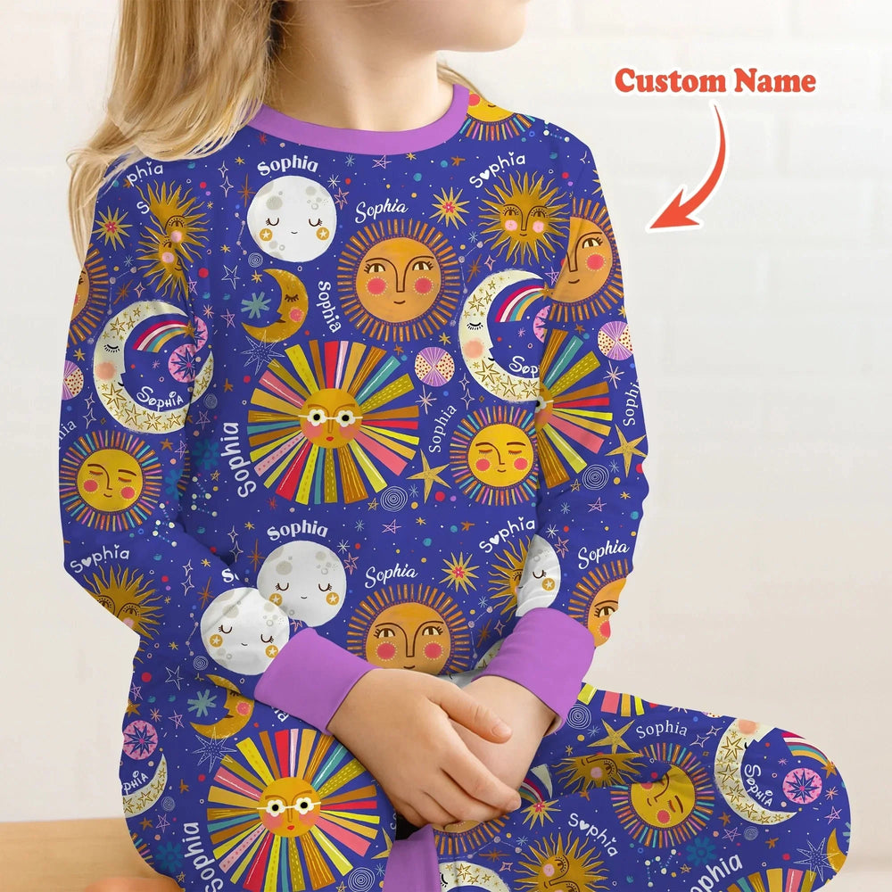 Custom Name Celestial Dream Two Piece Long Sleeve Pajama Set , Custom Name Celestial Dream Two Piece Long Sleeve Pajama Set - 12-18M