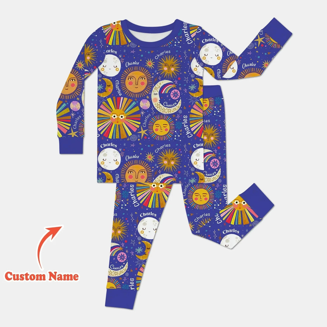 Custom Name Celestial Dream Two Piece Long Sleeve Pajama Set , Custom Name Celestial Dream Two Piece Long Sleeve Pajama Set - 12-18M