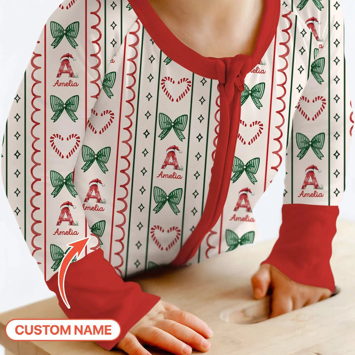 Custom Name Christmas Stripes Convertible Zippy , Custom Name Christmas Stripes Convertible Zippy - 0-3M