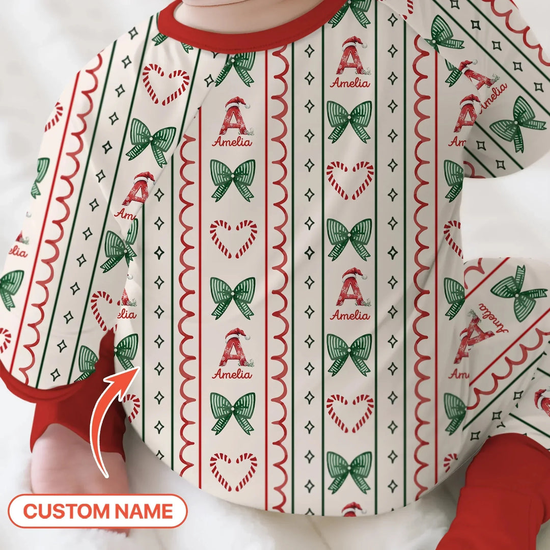 Custom Name Christmas Stripes Convertible Zippy , Custom Name Christmas Stripes Convertible Zippy - 0-3M