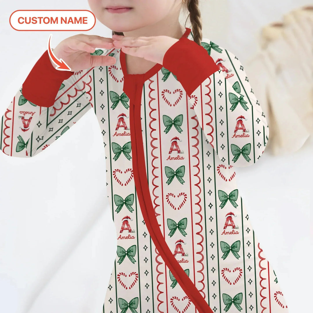 Custom Name Christmas Stripes Convertible Zippy , Custom Name Christmas Stripes Convertible Zippy - 0-3M