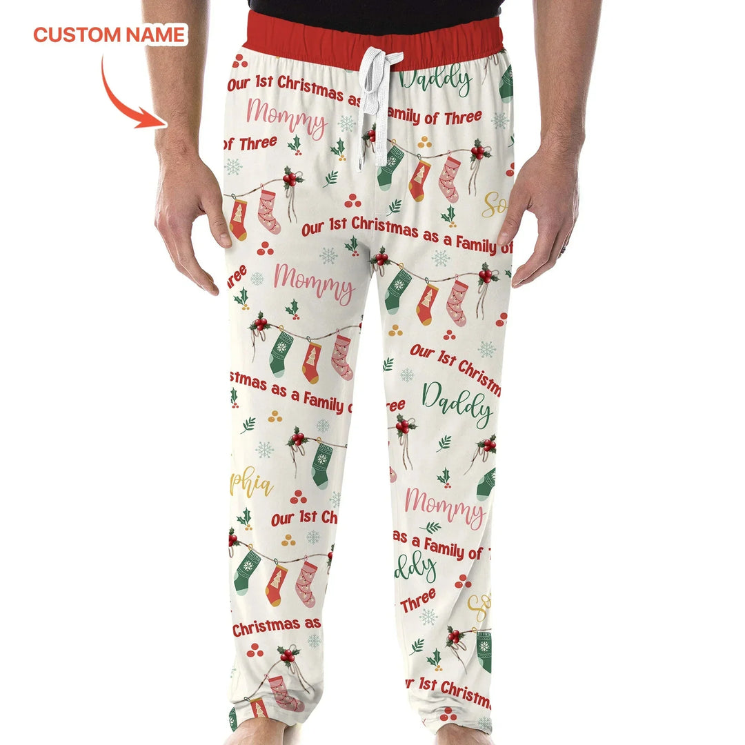 Custom Name Family Christmas Stockings Men's Pajama Set , Custom Name Family Christmas Stockings Men's Pajama Set - Only Shirt / XS