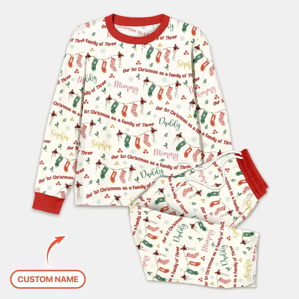 Custom Name Family Christmas Stockings Men's Pajama Set , Custom Name Family Christmas Stockings Men's Pajama Set - Combo Shirt & Pants / XS