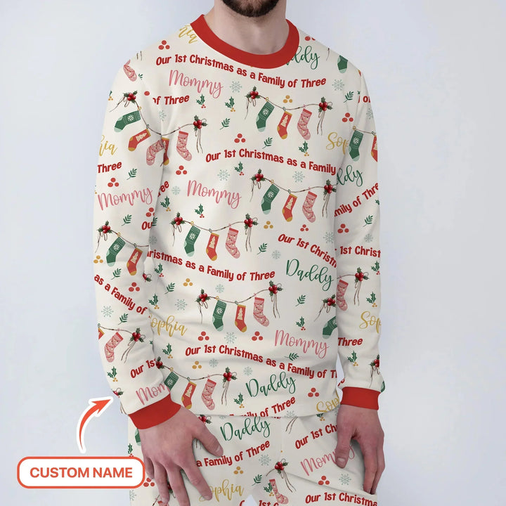 Custom Name Family Christmas Stockings Men's Pajama Set , Custom Name Family Christmas Stockings Men's Pajama Set - Only Shirt / XS