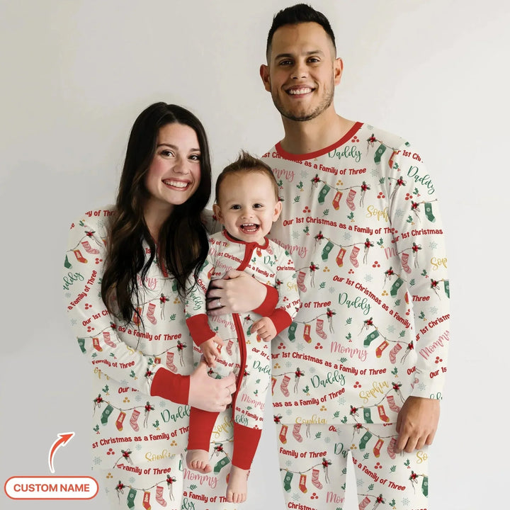 Custom Name Family Christmas Stockings Two Piece Short Sleeve Pajama Set , Custom Name Family Christmas Stockings Two Piece Short Sleeve Pajama Set - 12-18M