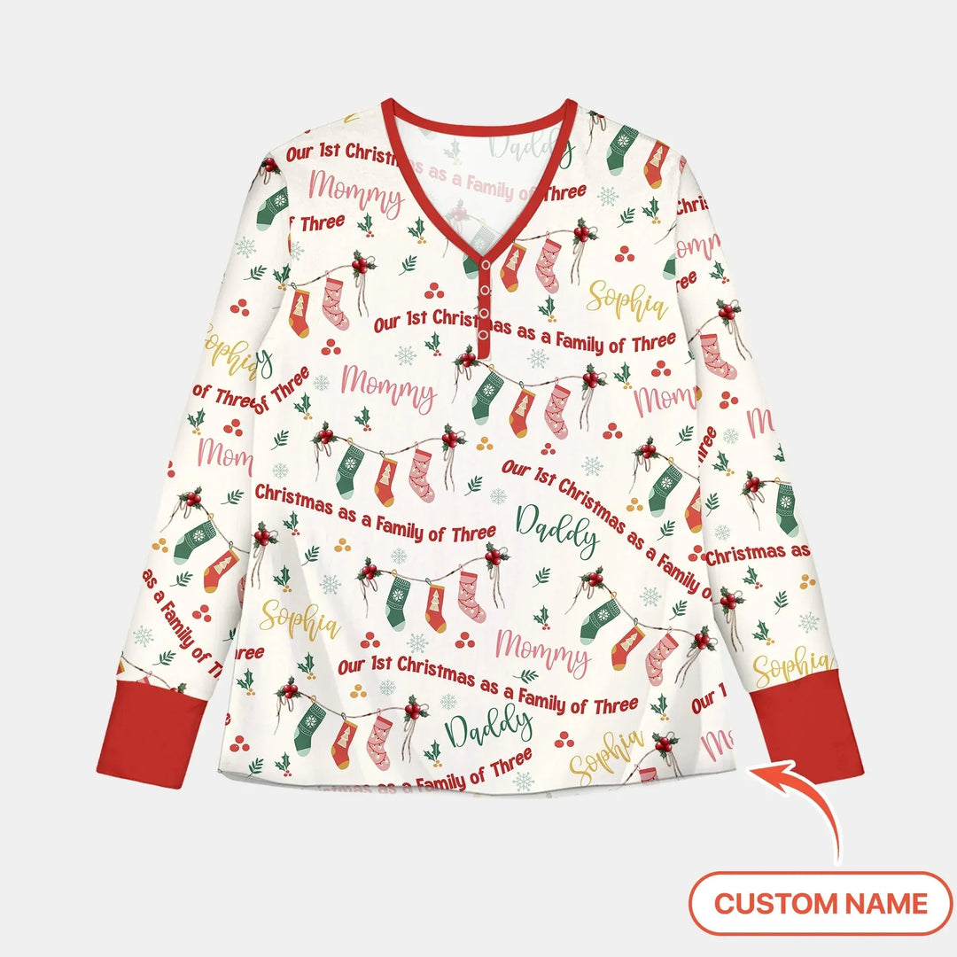 Custom Name Family Christmas Stockings Women Pajama Set , Custom Name Family Christmas Stockings Women Pajama Set - Only Shirt / S