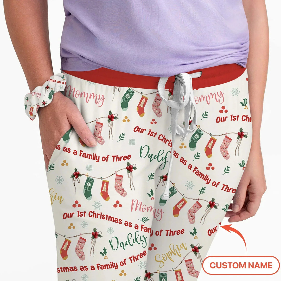 Custom Name Family Christmas Stockings Women Pajama Set , Custom Name Family Christmas Stockings Women Pajama Set - Only Shirt / S