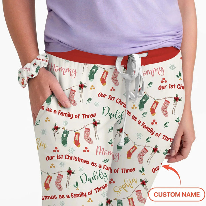 Custom Name Family Christmas Stockings Women Pajama Set , Custom Name Family Christmas Stockings Women Pajama Set - Only Shirt / S