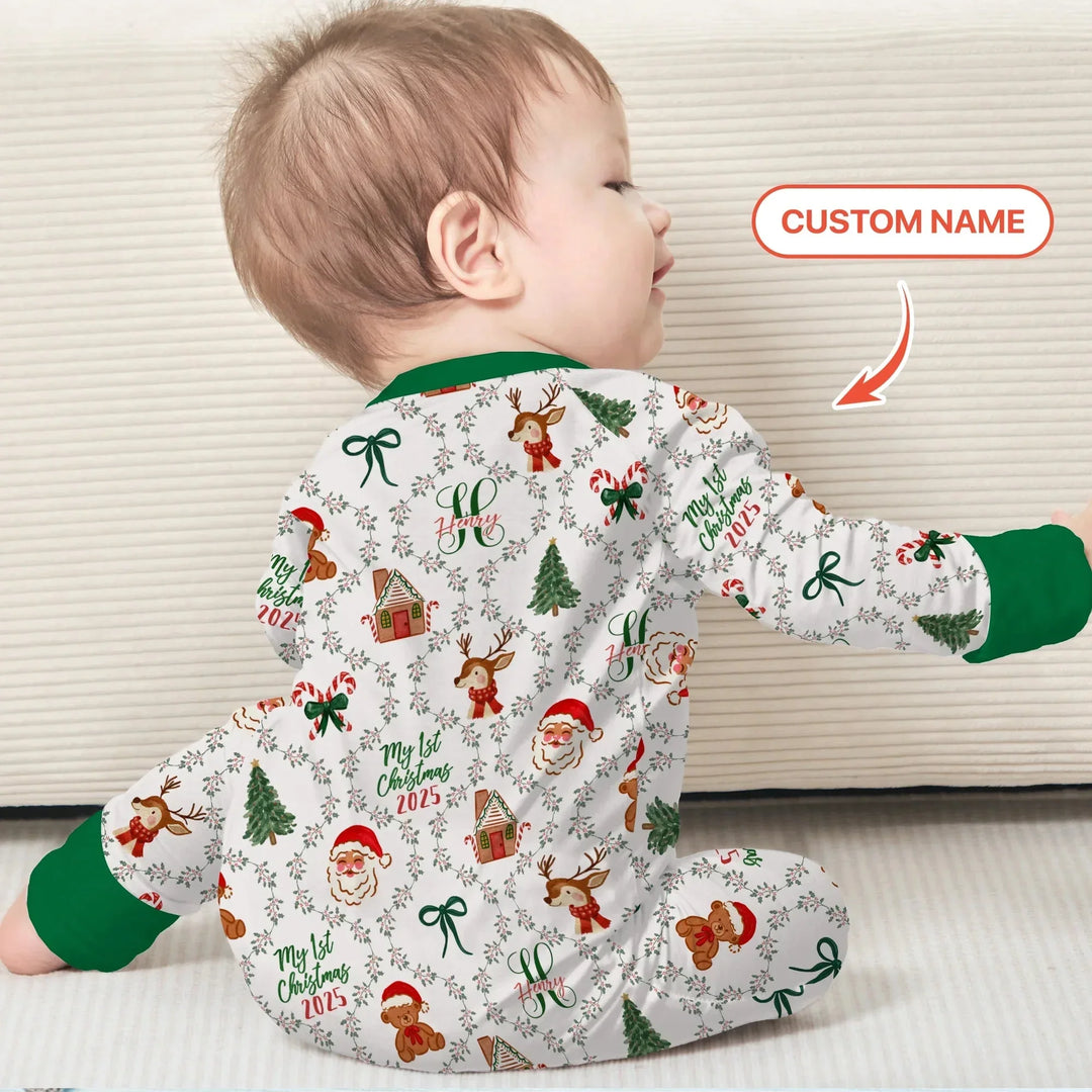 Custom name "Fancy Monogram Green Christmas 2025" Convertible Zippy , Custom name "Fancy Monogram Green Christmas 2025" Convertible Zippy - 0-3M