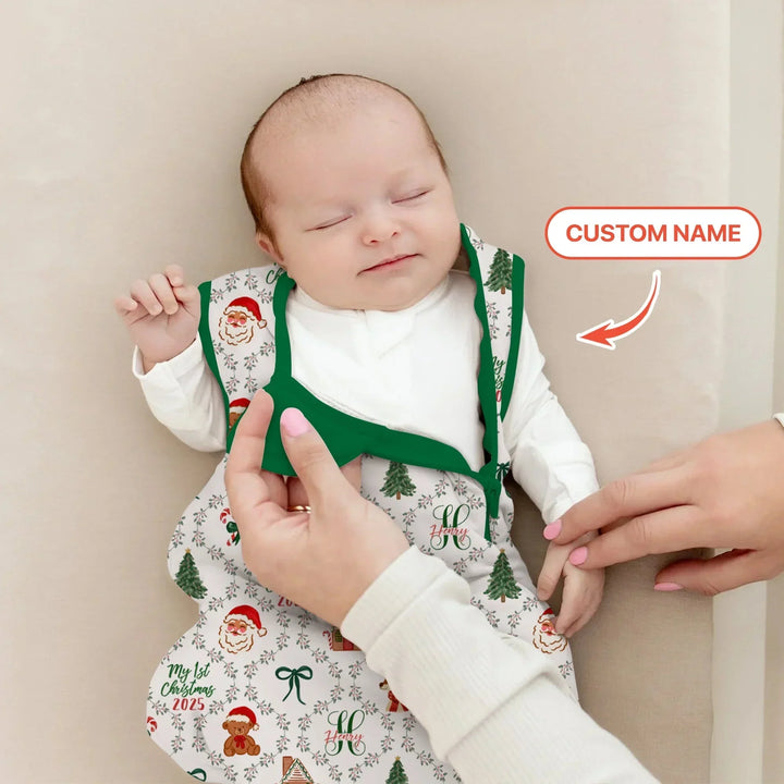 Custom name "Fancy Monogram Green Christmas 2025" Sleep Bag , Custom name "Fancy Monogram Green Christmas 2025" Sleep Bag - XS / 0.5 TOG
