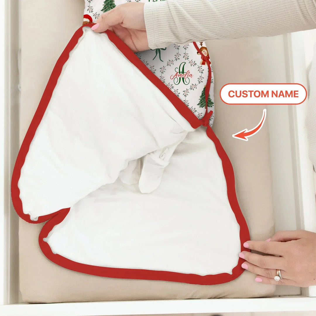 Custom name "Fancy Monogram Red Christmas 2025" Sleep Bag , Custom name "Fancy Monogram Red Christmas 2025" Sleep Bag - XS / 0.5 TOG