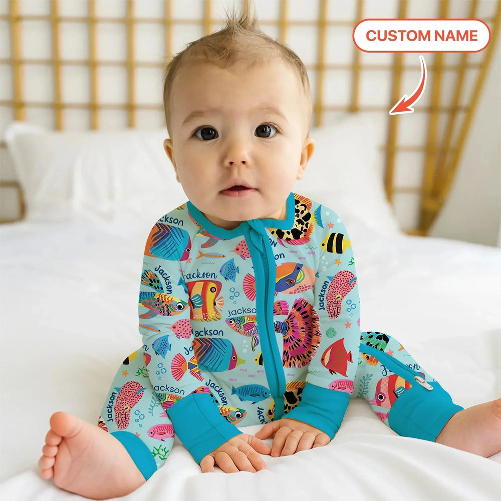 Custom Name Fish Dream Convertible Zippy , Custom Name Fish Dream Convertible Zippy - 0-3M