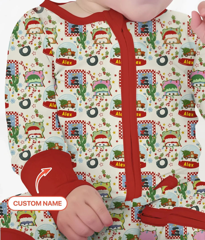 Custom Name Funny Christmas Cars Convertible Zippy , Custom Name Funny Christmas Cars Convertible Zippy - 0-3M