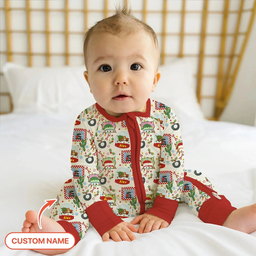 Custom Name Funny Christmas Cars Convertible Zippy , Custom Name Funny Christmas Cars Convertible Zippy - 0-3M