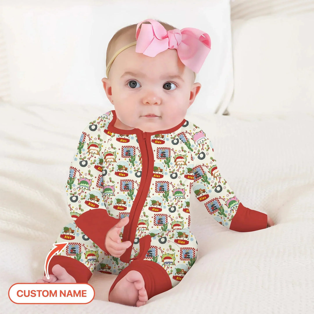 Custom Name Funny Christmas Cars Convertible Zippy , Custom Name Funny Christmas Cars Convertible Zippy - 0-3M