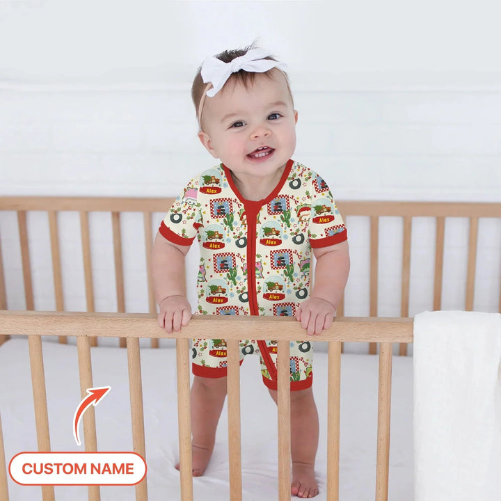 Custom Name Funny Christmas Cars Shorty Zippy , Custom Name Funny Christmas Cars Shorty Zippy - 0-3M