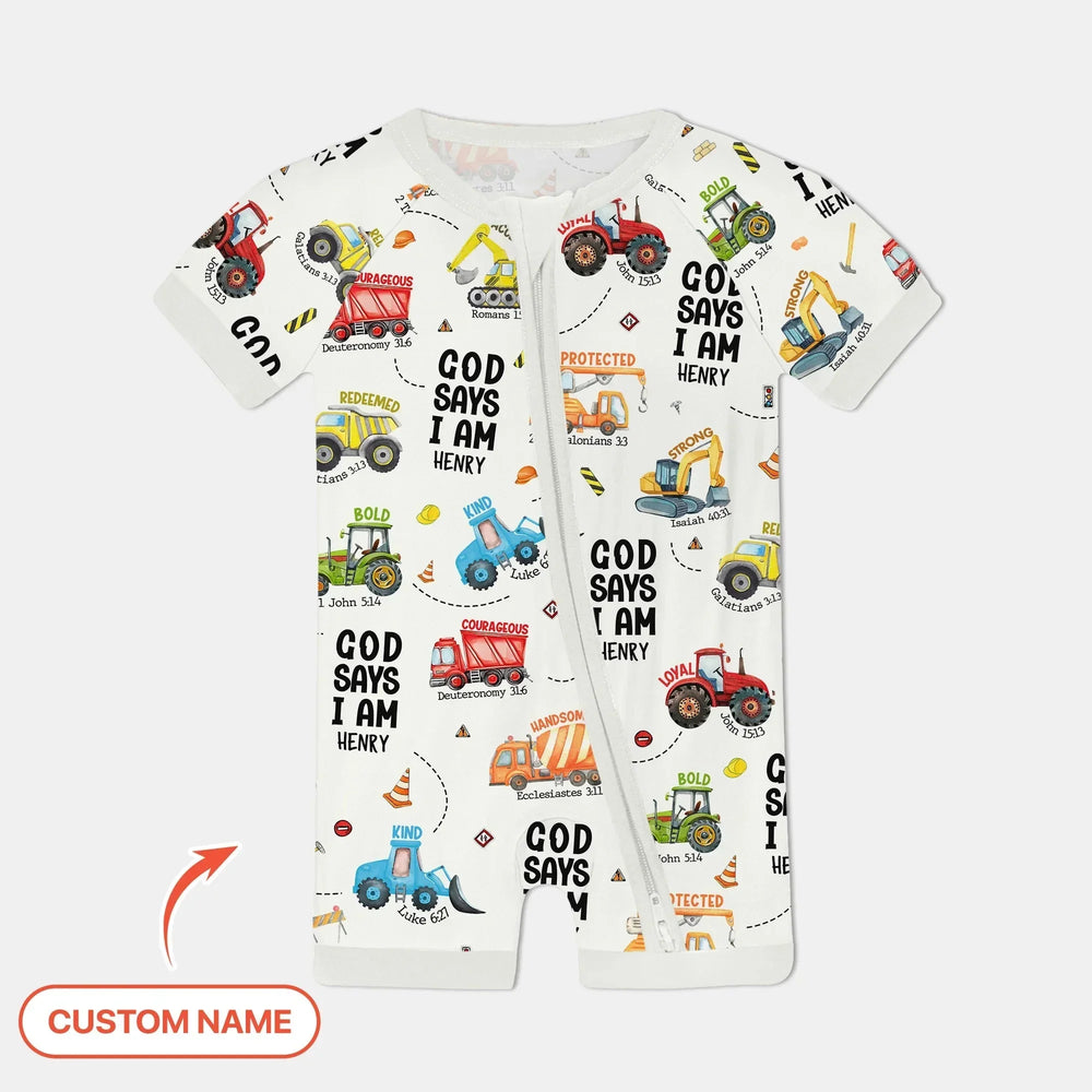 Custom Name God Says I Am Boy Shorty Zippy , Custom Name God Says I Am Boy Shorty Zippy - 0-3M
