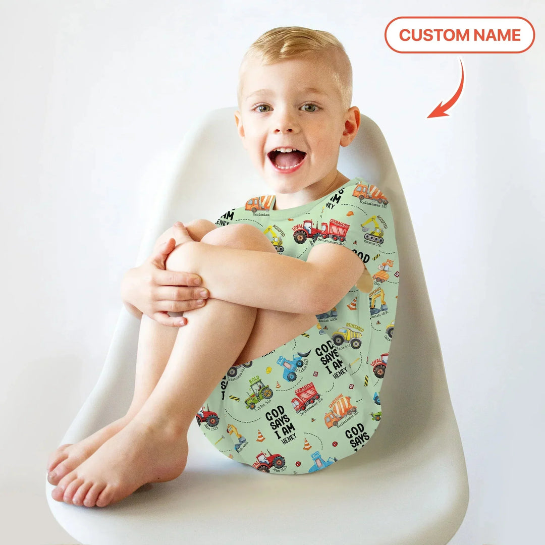 Custom Name God Says I Am Boy Two Piece Short Sleeve Shorts Pajama Set , Custom Name God Says I Am Boy Two Piece Short Sleeve Shorts Pajama Set - 12-18M