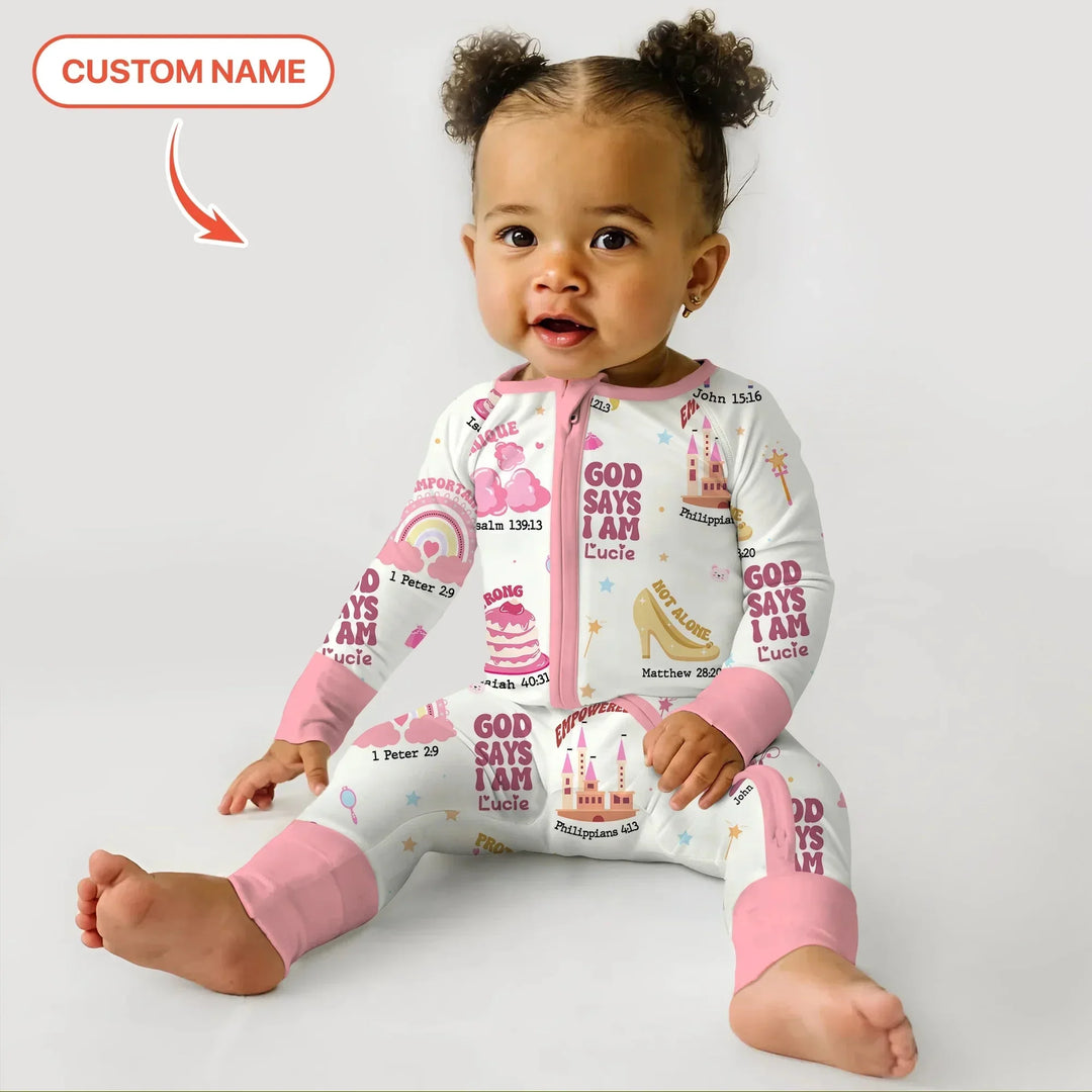 Custom Name God Says I Am Girl Custom Name Convertible Zippy , Custom Name God Says I Am Girl Custom Name Convertible Zippy - 0-3M