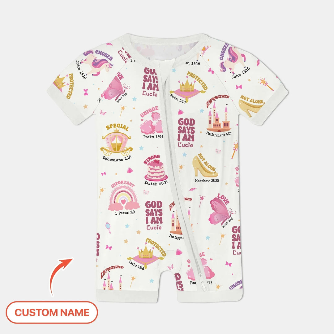 Custom Name God Says I Am Girl Shorty Zippy , Custom Name God Says I Am Girl Shorty Zippy - 0-3M