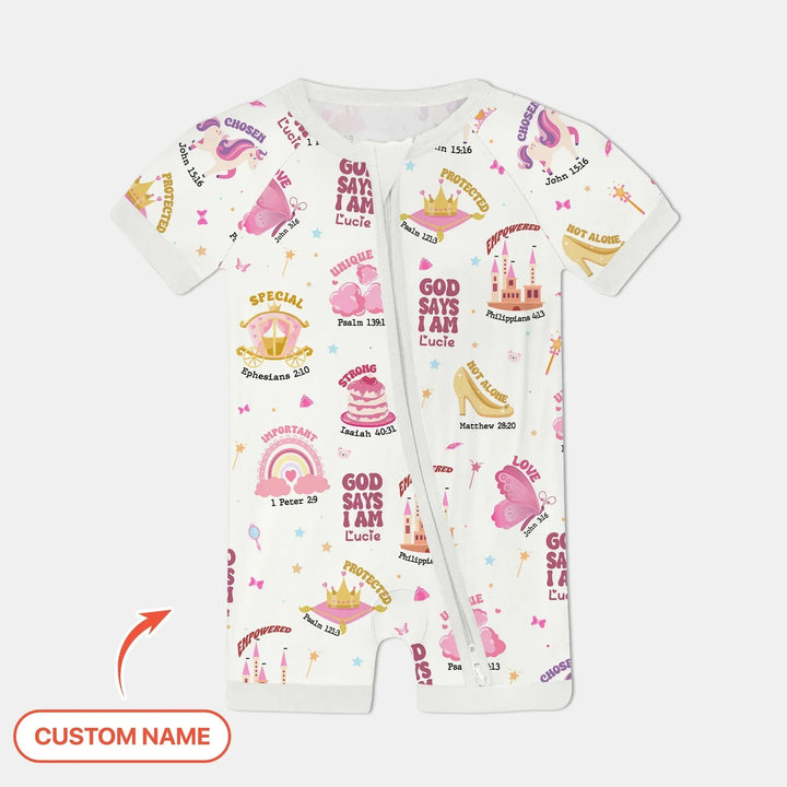 Custom Name God Says I Am Girl Shorty Zippy , Custom Name God Says I Am Girl Shorty Zippy - 0-3M