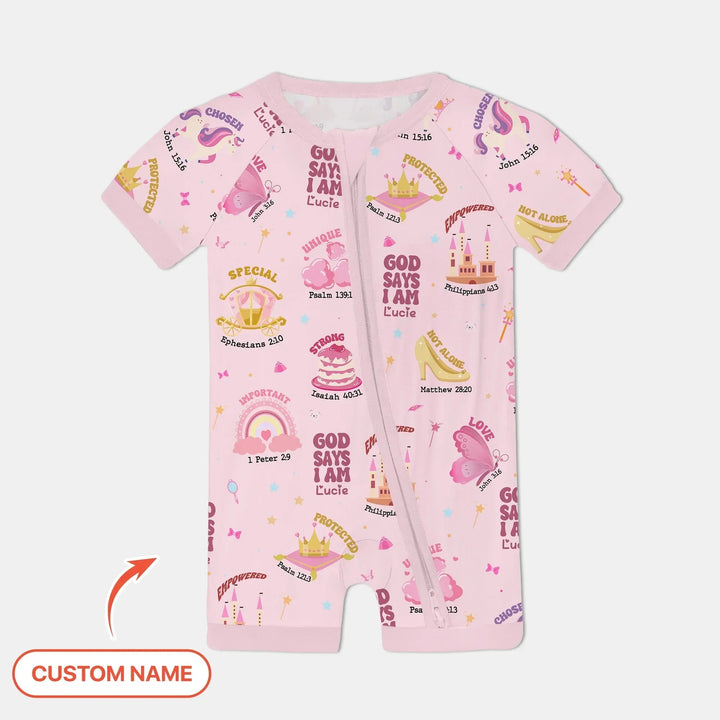 Custom Name God Says I Am Girl Shorty Zippy , Custom Name God Says I Am Girl Shorty Zippy - 0-3M