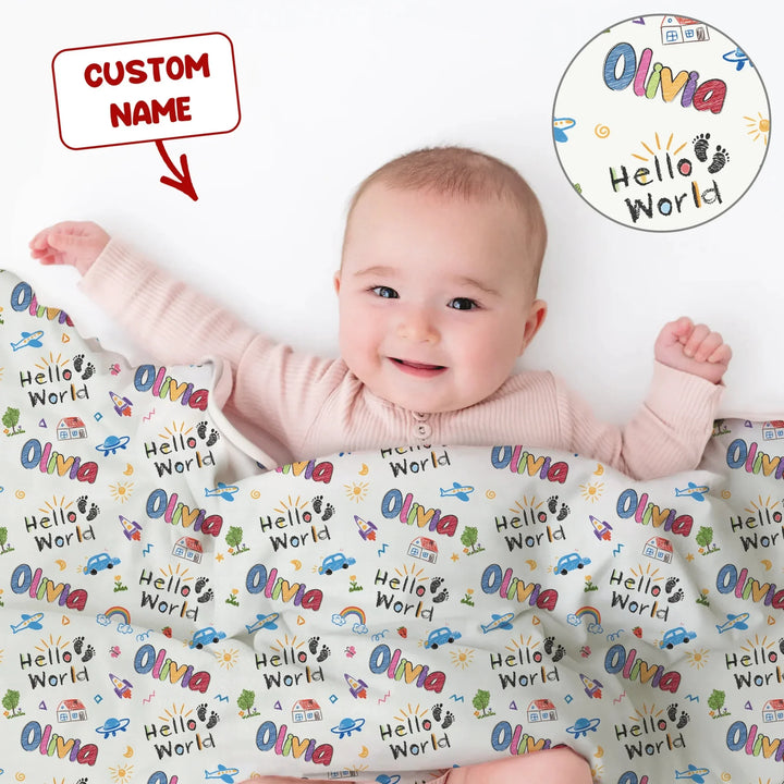 Custom Name "Hello World" - Toddler Blanket , Custom Name "Hello World" - Toddler Blanket - Default Title