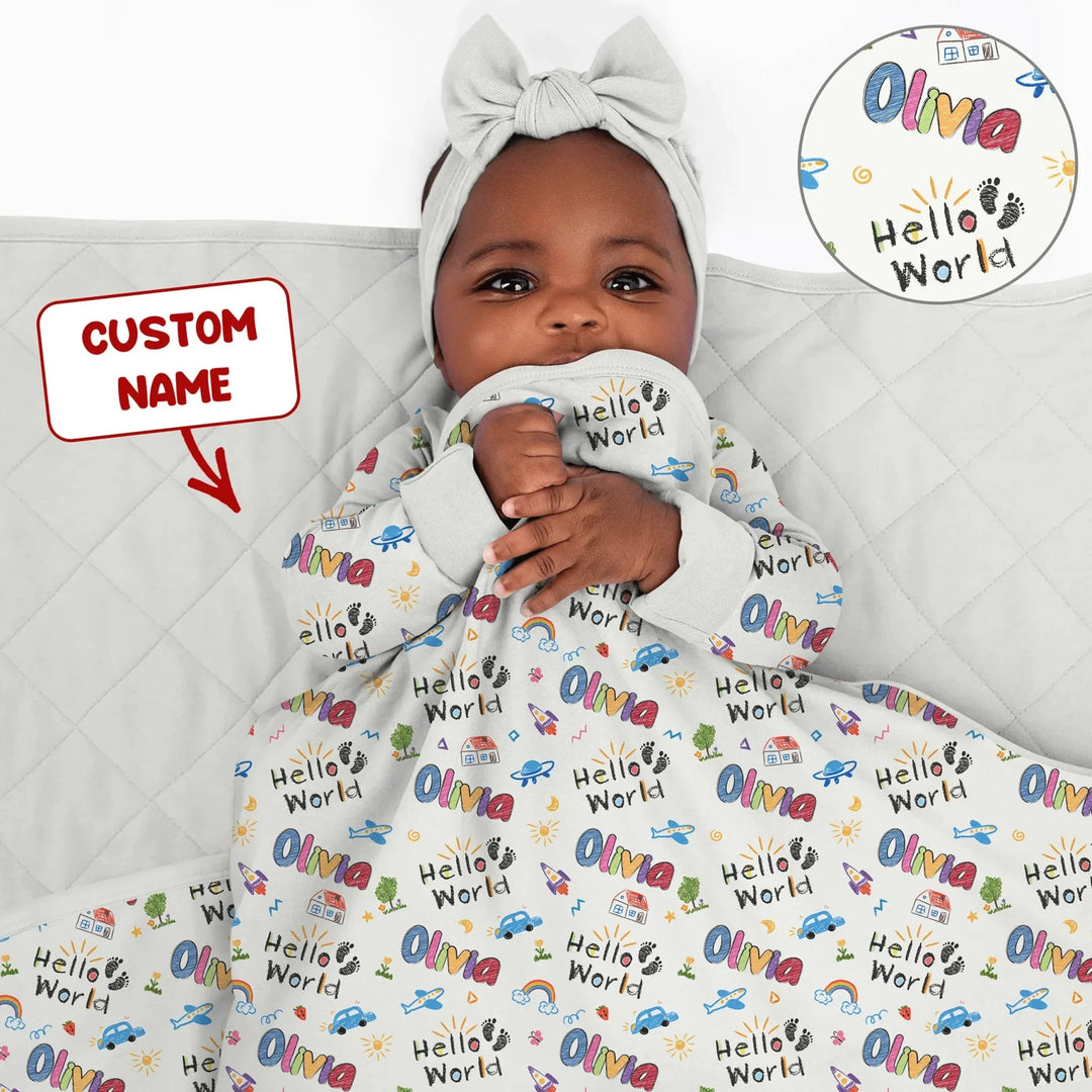 Custom Name "Hello World" - Toddler Blanket , Custom Name "Hello World" - Toddler Blanket - Default Title