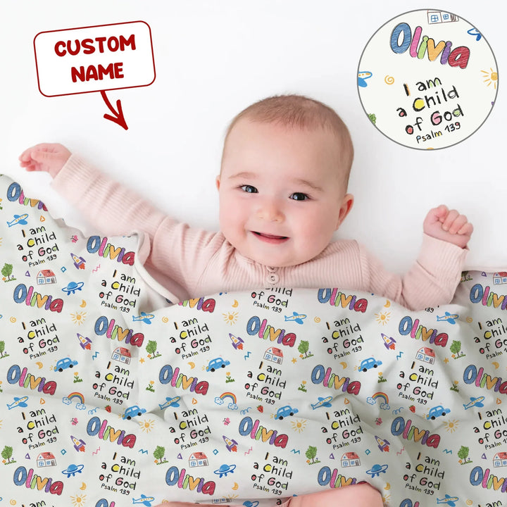 Custom Name "I am a Child of God" - Toddler Blanket , Custom Name "I am a Child of God" - Toddler Blanket - Default Title