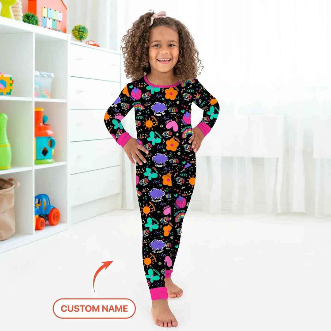 Custom Name Little Melanin Queen Long Sleeve Pajama Set , Custom Name Little Melanin Queen Long Sleeve Pajama Set - 12-18M