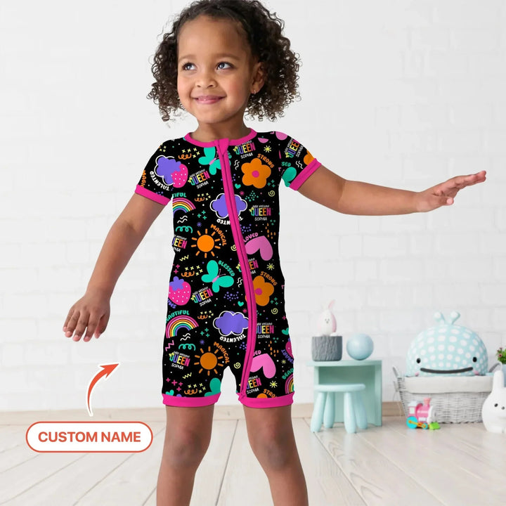 Custom Name Little Melanin Queen Shorty Zippy , Custom Name Little Melanin Queen Shorty Zippy - 0-3M