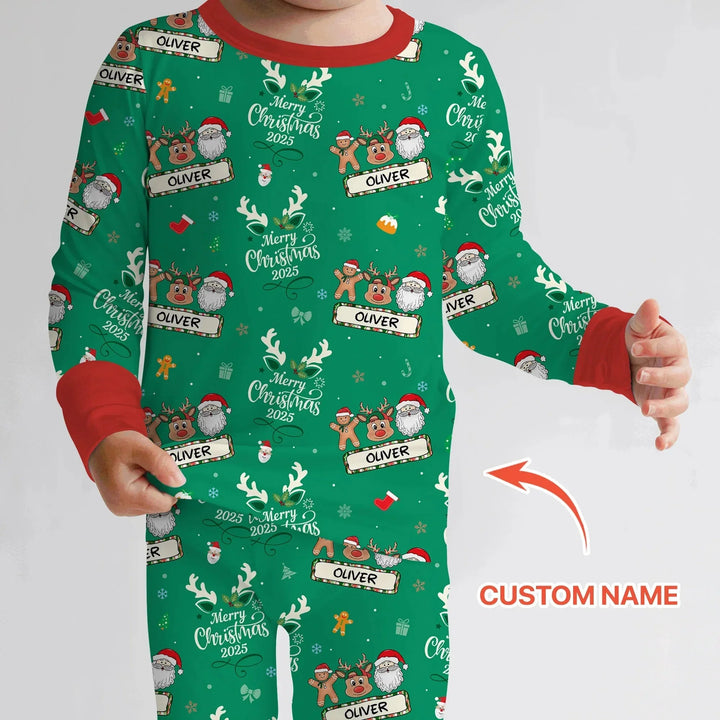 Custom Name "Merry Christmas My Deer" For Boy - Two Piece Long Sleeve Pajama Set , Custom Name "Merry Christmas My Deer" For Boy - Two Piece Long Sleeve Pajama Set - 12-18M