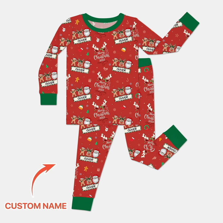 Custom Name "Merry Christmas My Deer" For Boy - Two Piece Long Sleeve Pajama Set , Custom Name "Merry Christmas My Deer" For Boy - Two Piece Long Sleeve Pajama Set - 12-18M