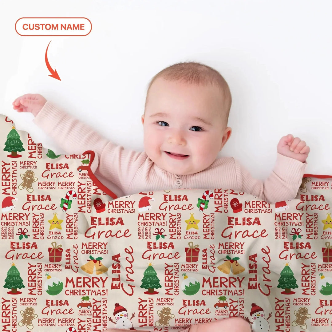 Custom Name Merry Christmas Toddler Blanket , Custom Name Merry Christmas Toddler Blanket - Default Title