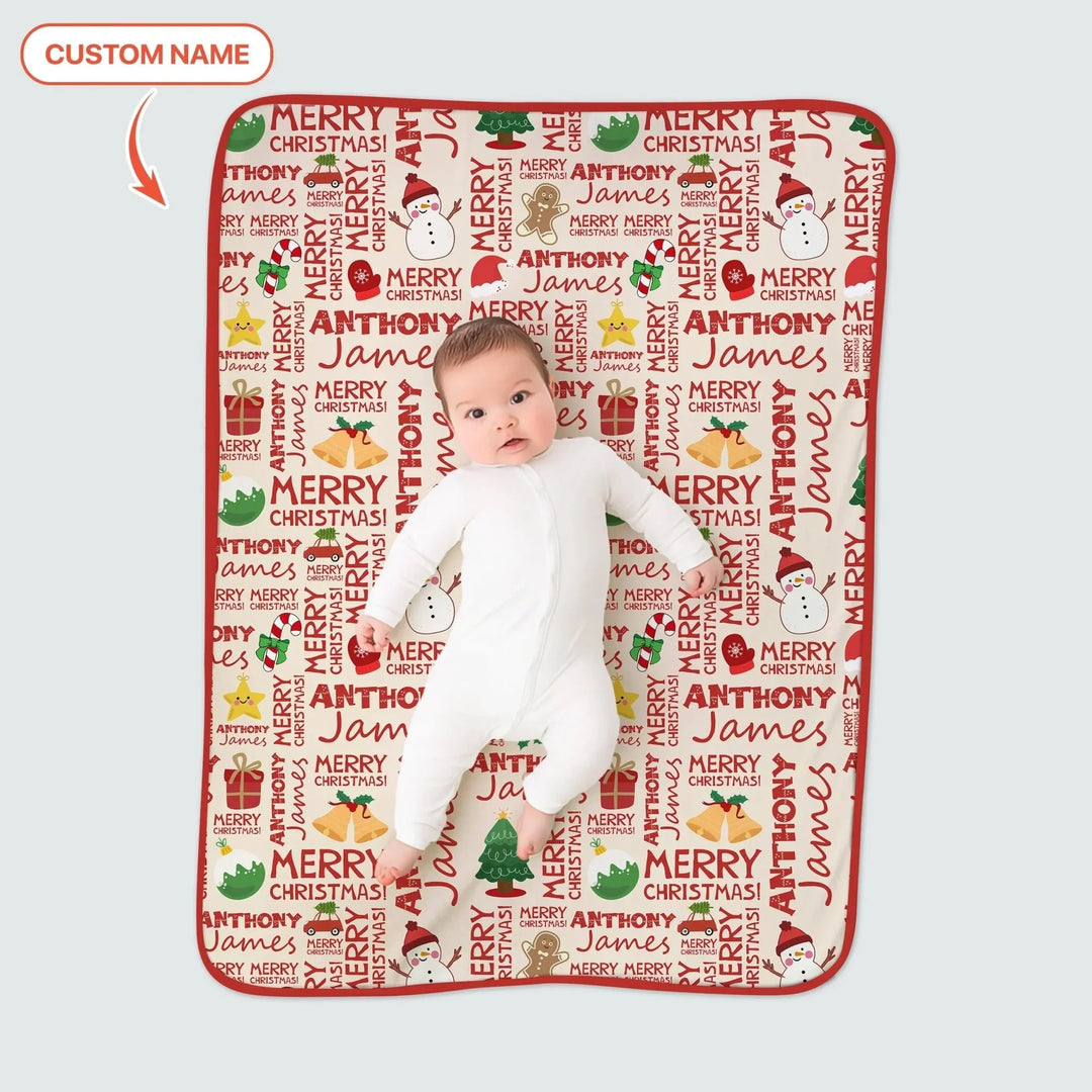 Custom Name Merry Christmas Toddler Blanket , Custom Name Merry Christmas Toddler Blanket - Default Title