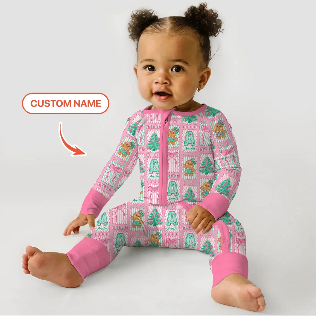 Custom Name "Merry Pink Christmas" Convertible Zippy , Custom Name "Merry Pink Christmas" Convertible Zippy - 0-3M