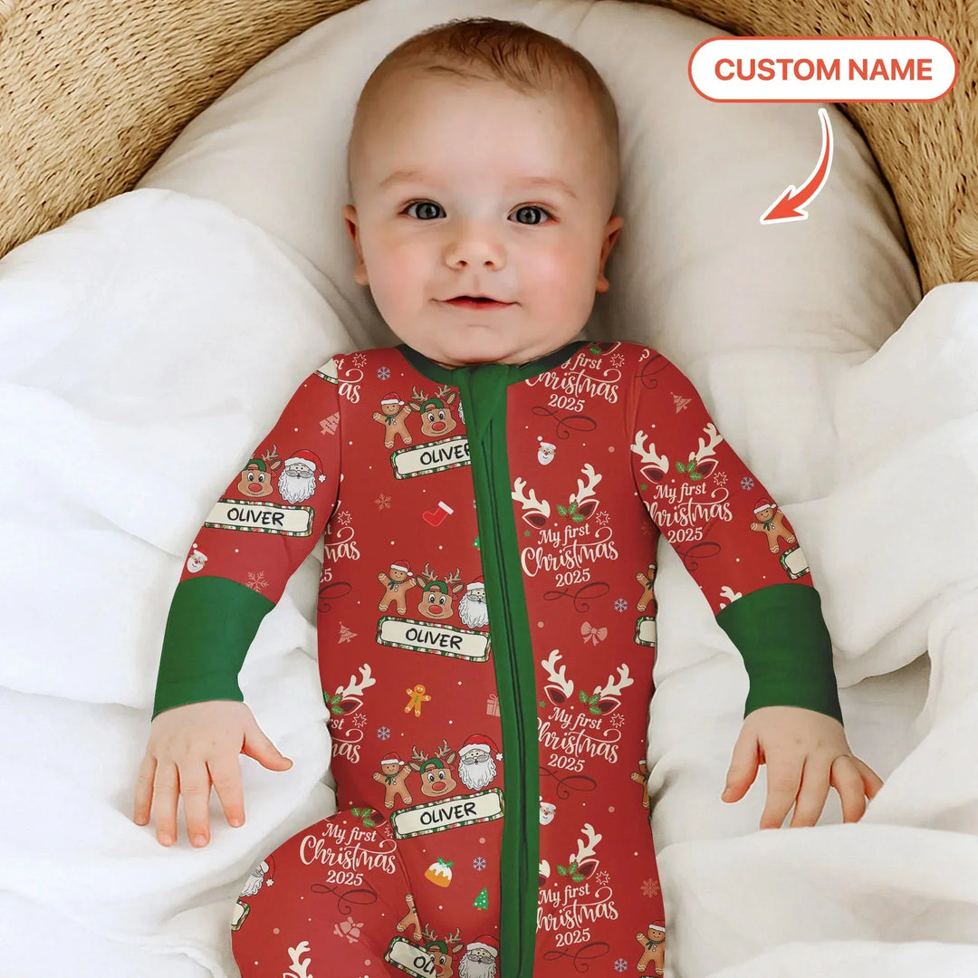 Custom Name "My Deer First's Christmas" For Boy - Convertible Zippy , Custom Name "My Deer First's Christmas" For Boy - Convertible Zippy - 0-3M