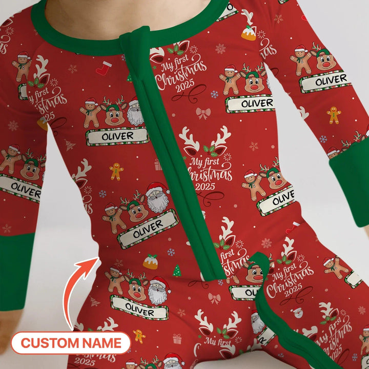 Custom Name "My Deer First's Christmas" For Boy - Convertible Zippy , Custom Name "My Deer First's Christmas" For Boy - Convertible Zippy - 0-3M