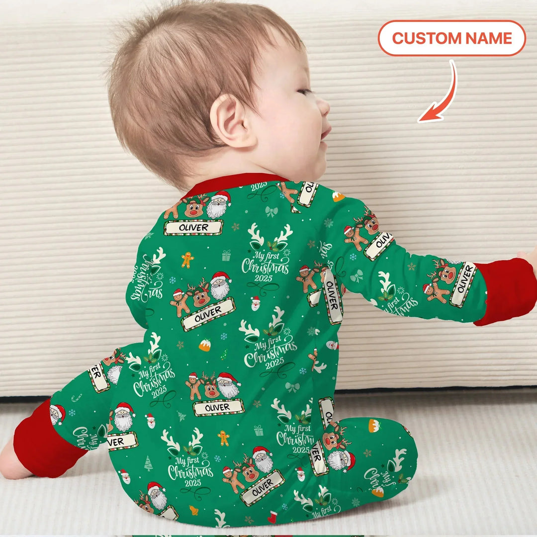 Custom Name "My Deer First's Christmas" For Boy - Convertible Zippy , Custom Name "My Deer First's Christmas" For Boy - Convertible Zippy - 0-3M