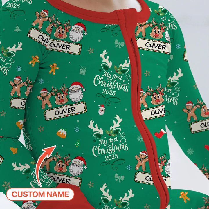 Custom Name "My Deer First's Christmas" For Boy - Convertible Zippy , Custom Name "My Deer First's Christmas" For Boy - Convertible Zippy - 0-3M