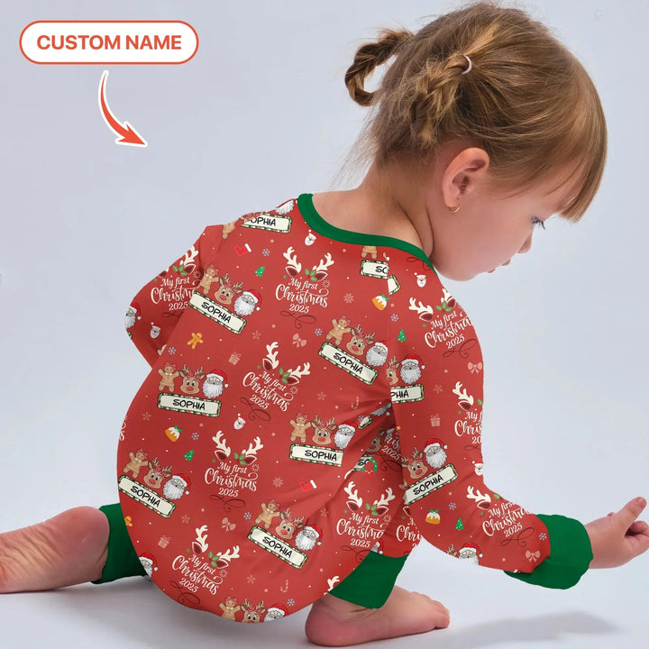 Custom Name "My Deer First's Christmas" For Girl - Convertible Zippy , Custom Name "My Deer First's Christmas" For Girl - Convertible Zippy - 0-3M