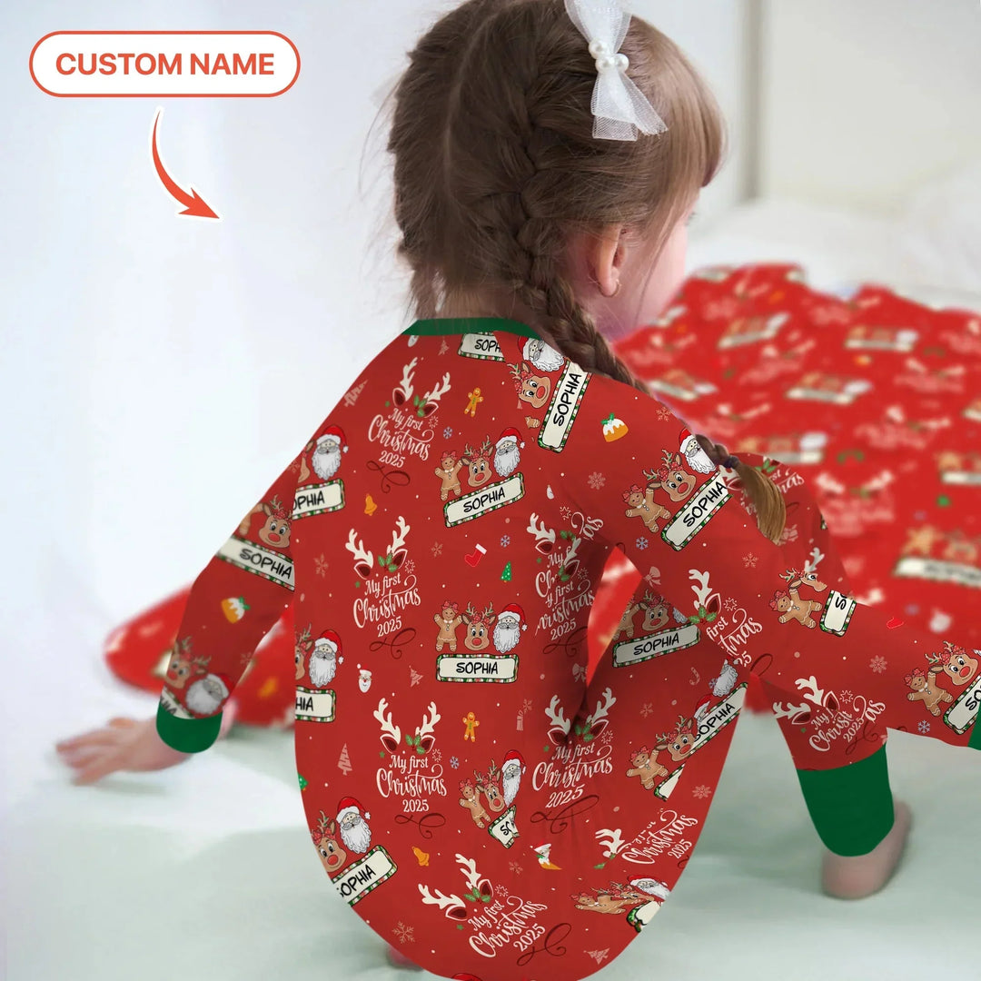 Custom Name "My Deer First's Christmas" For Girl - Convertible Zippy , Custom Name "My Deer First's Christmas" For Girl - Convertible Zippy - 0-3M