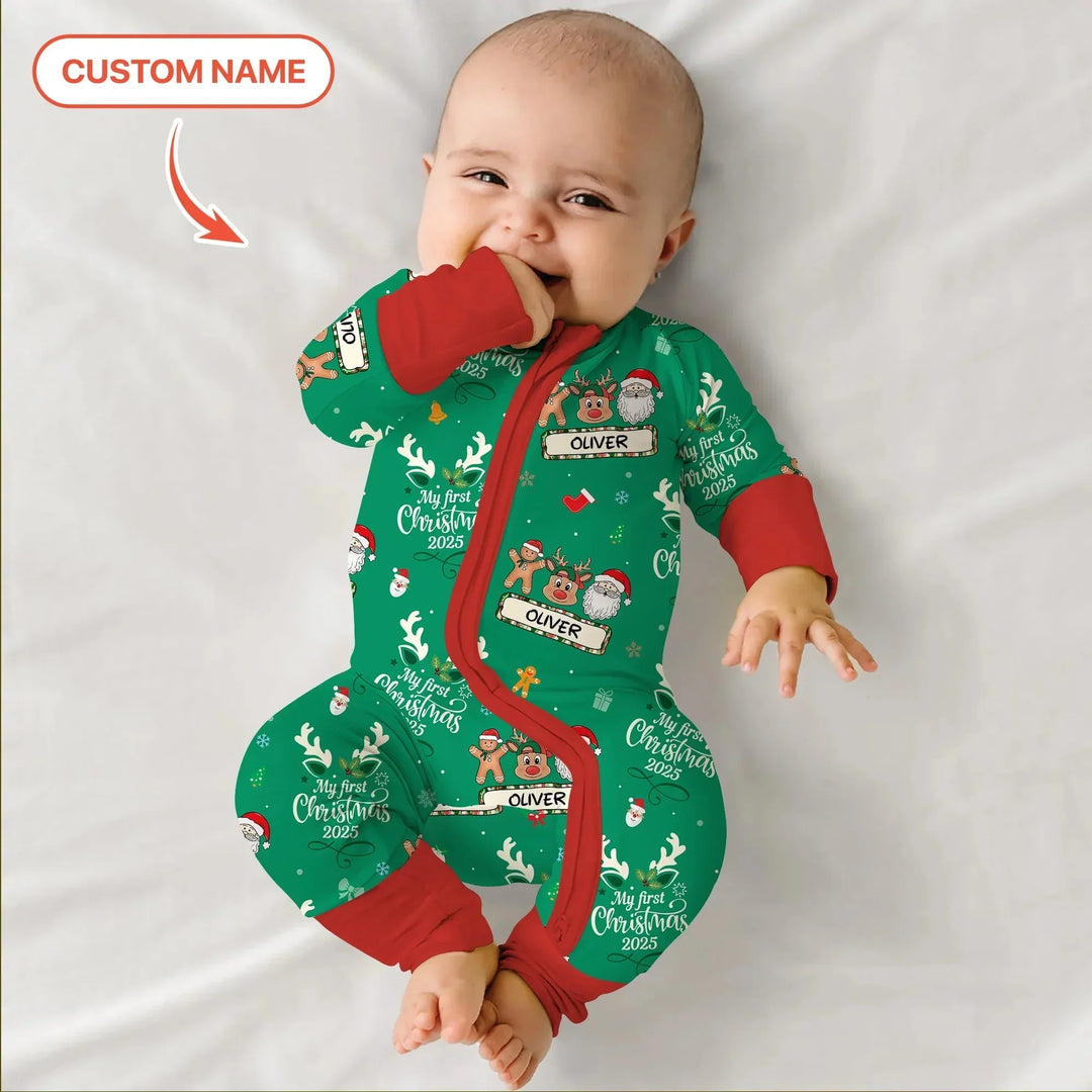Custom Name "My Deer First's Christmas" For Girl - Convertible Zippy , Custom Name "My Deer First's Christmas" For Girl - Convertible Zippy - 0-3M