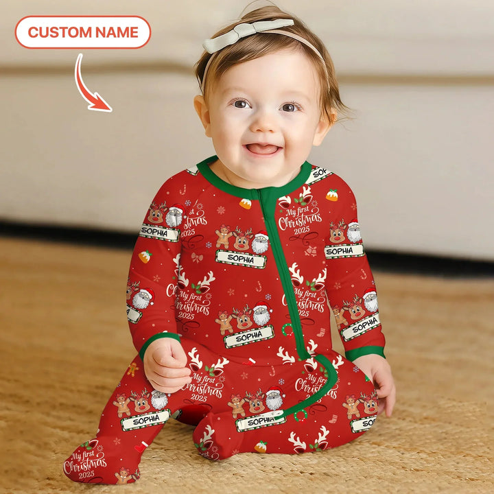 Custom Name "My Deer First's Christmas" For Girl - Convertible Zippy , Custom Name "My Deer First's Christmas" For Girl - Convertible Zippy - 0-3M