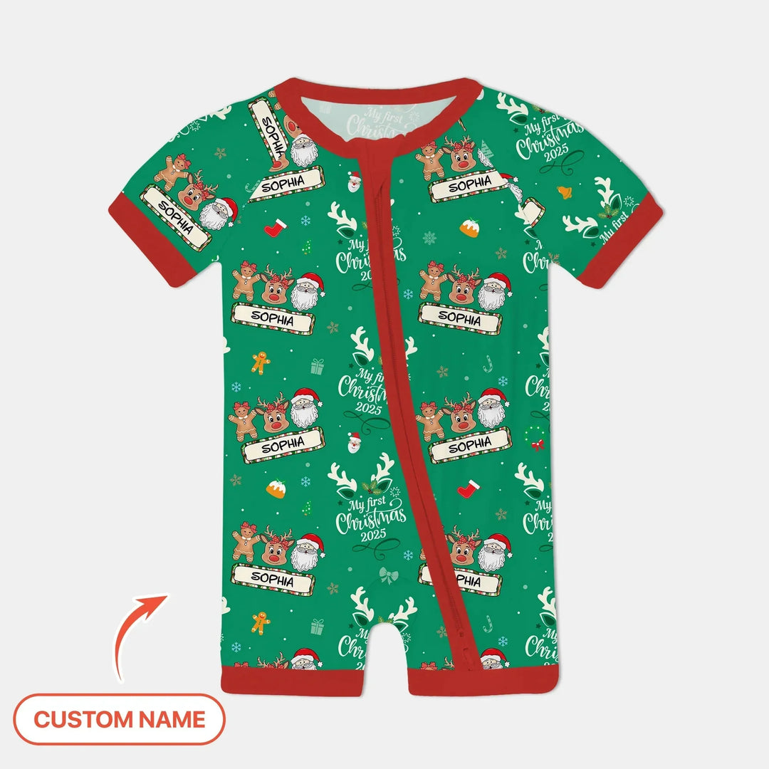 Custom Name "My Deer First's Christmas" For Girl - Shorty Zippy , Custom Name "My Deer First's Christmas" For Girl - Shorty Zippy - 0-3M