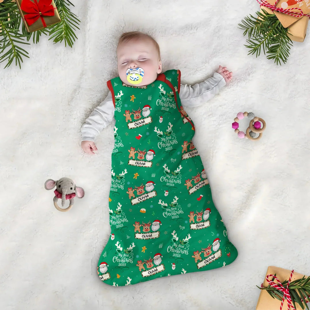 Custom Name "My Deer First's Christmas" For Girl - Sleep Bag , Custom Name "My Deer First's Christmas" For Girl - Sleep Bag - XS / 0.5 TOG
