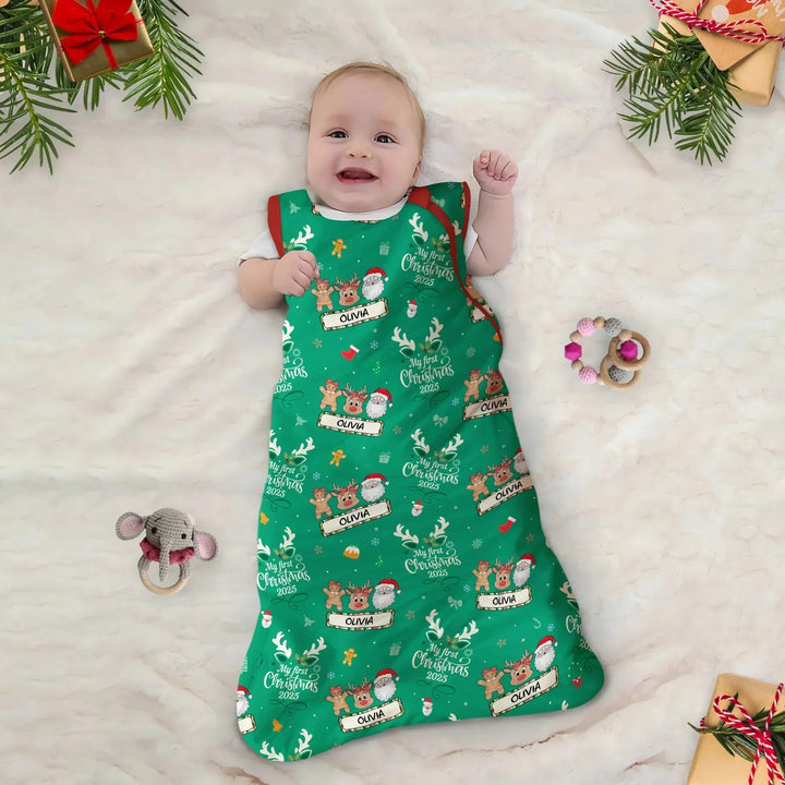 Custom Name "My Deer First's Christmas" For Girl - Sleep Bag , Custom Name "My Deer First's Christmas" For Girl - Sleep Bag - XS / 0.5 TOG