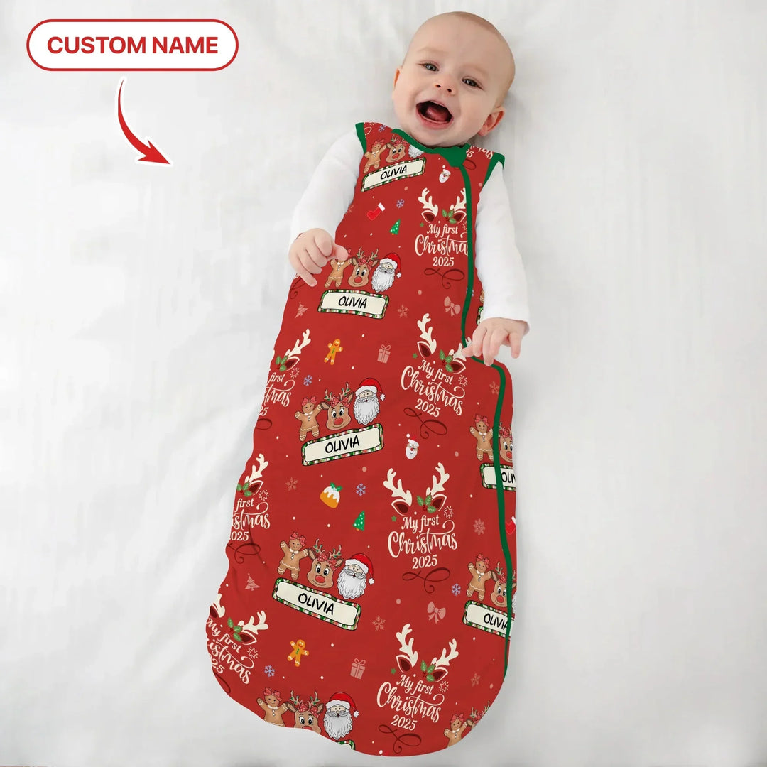 Custom Name "My Deer First's Christmas" For Girl - Sleep Bag , Custom Name "My Deer First's Christmas" For Girl - Sleep Bag - XS / 0.5 TOG